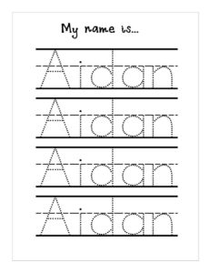 Aiden Free Printable Tracing Name