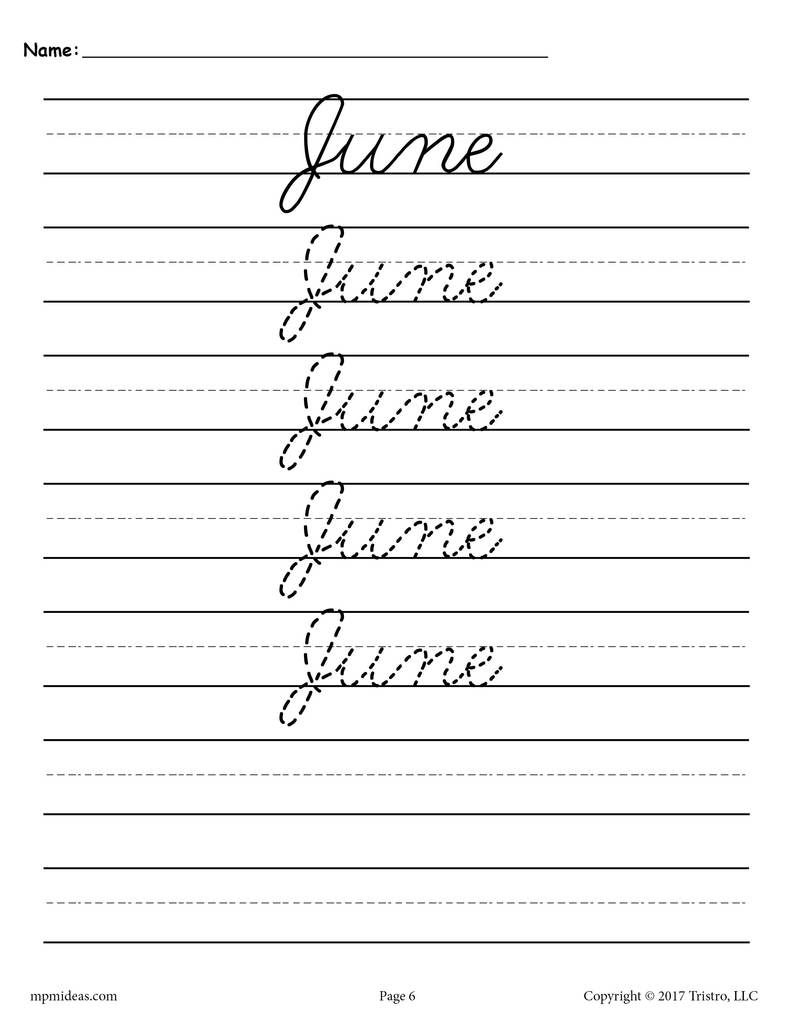 12 Months Of The Year Cursive Handwriting Worksheets Cursive Handwriting Worksheets Free Handwriting Worksheets Cursive Handwriting