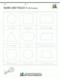 Free Printables Worksheets Tracing Names Of Shapes