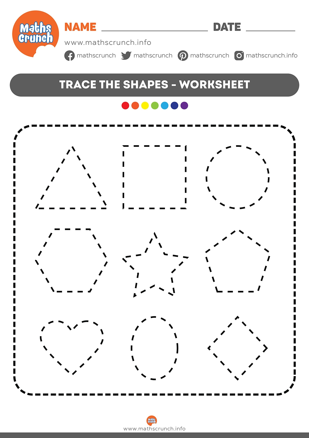 Tracing Shapes Worksheet Maths Crunch