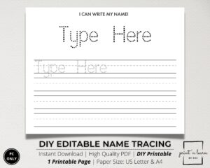 Name Tracing Paper Printables