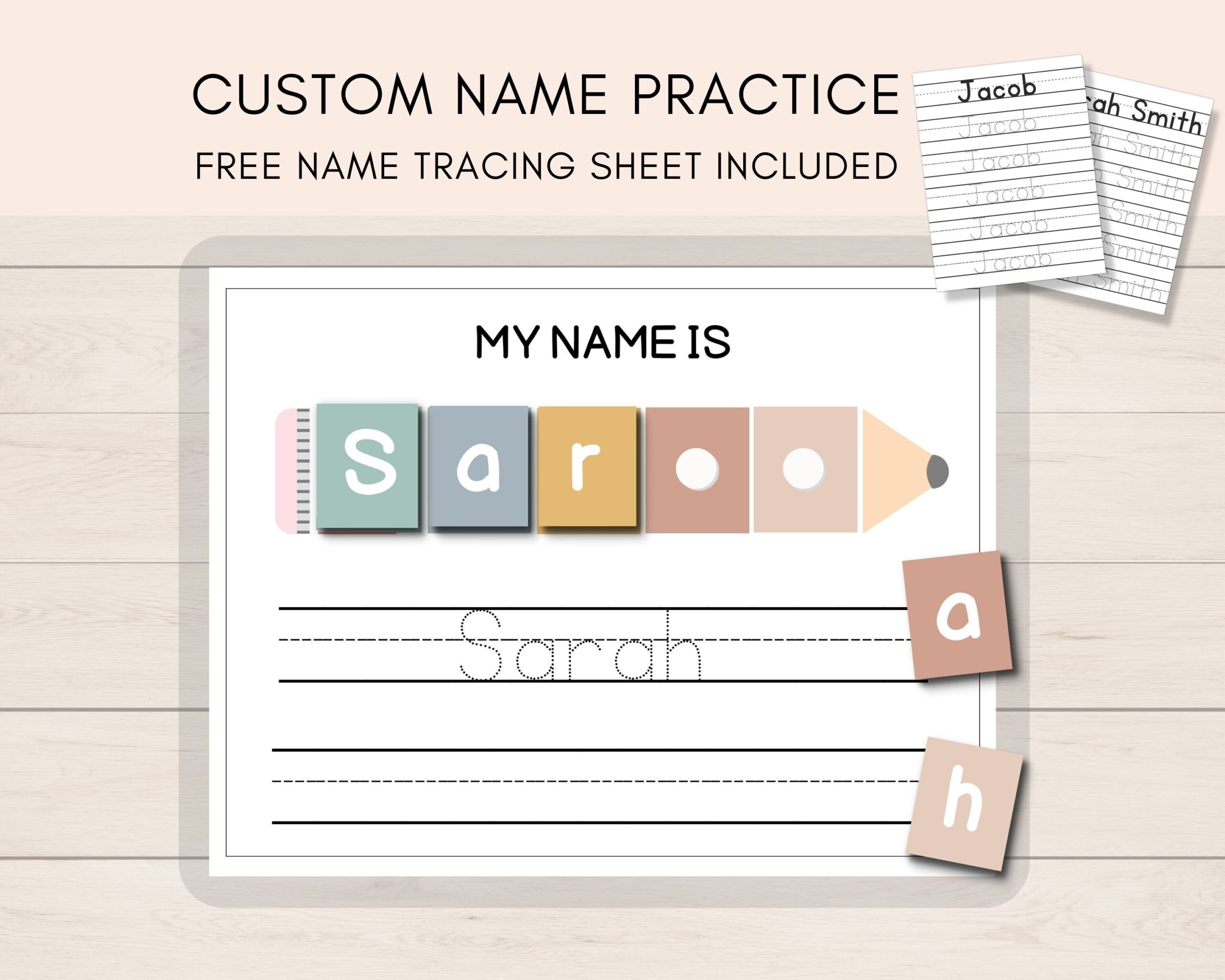 Trace Name Printable Custom Name Tracing Name Practice Etsy