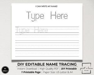 Printables Name Tracing In Handwriting With Large Fonts