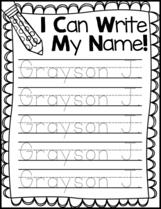 Tracing My Name Printables Worksheets