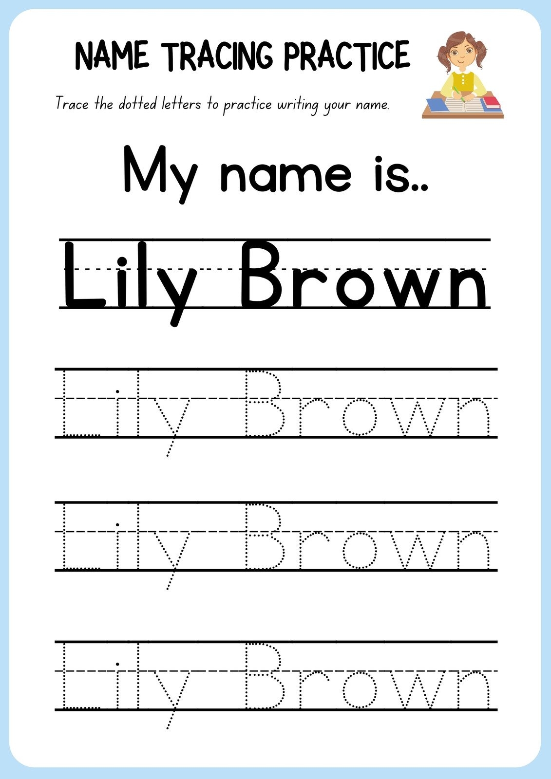 Tracing Name Printables Customized Worksheets